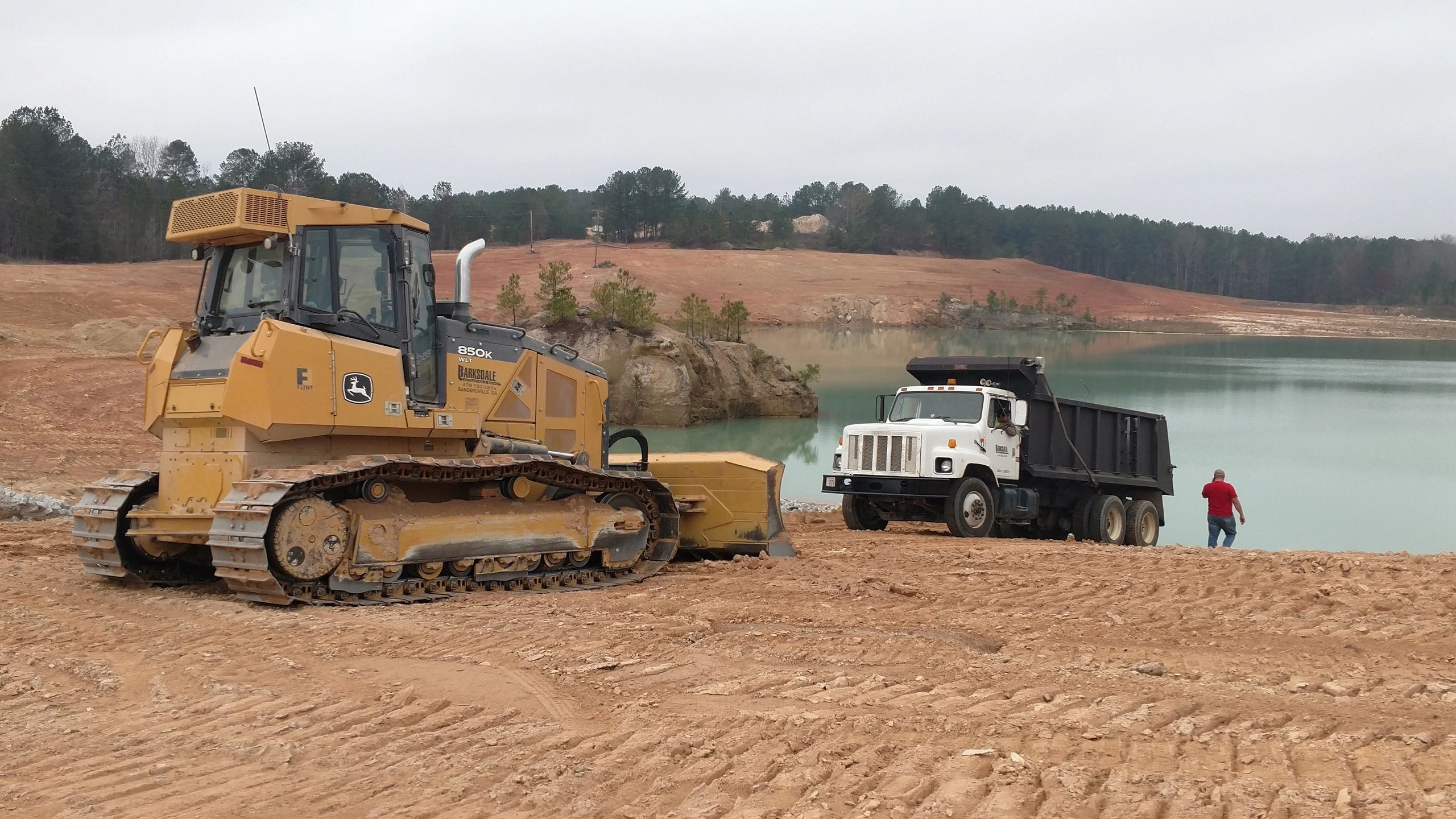 Bulldozer earthmoving at construction site