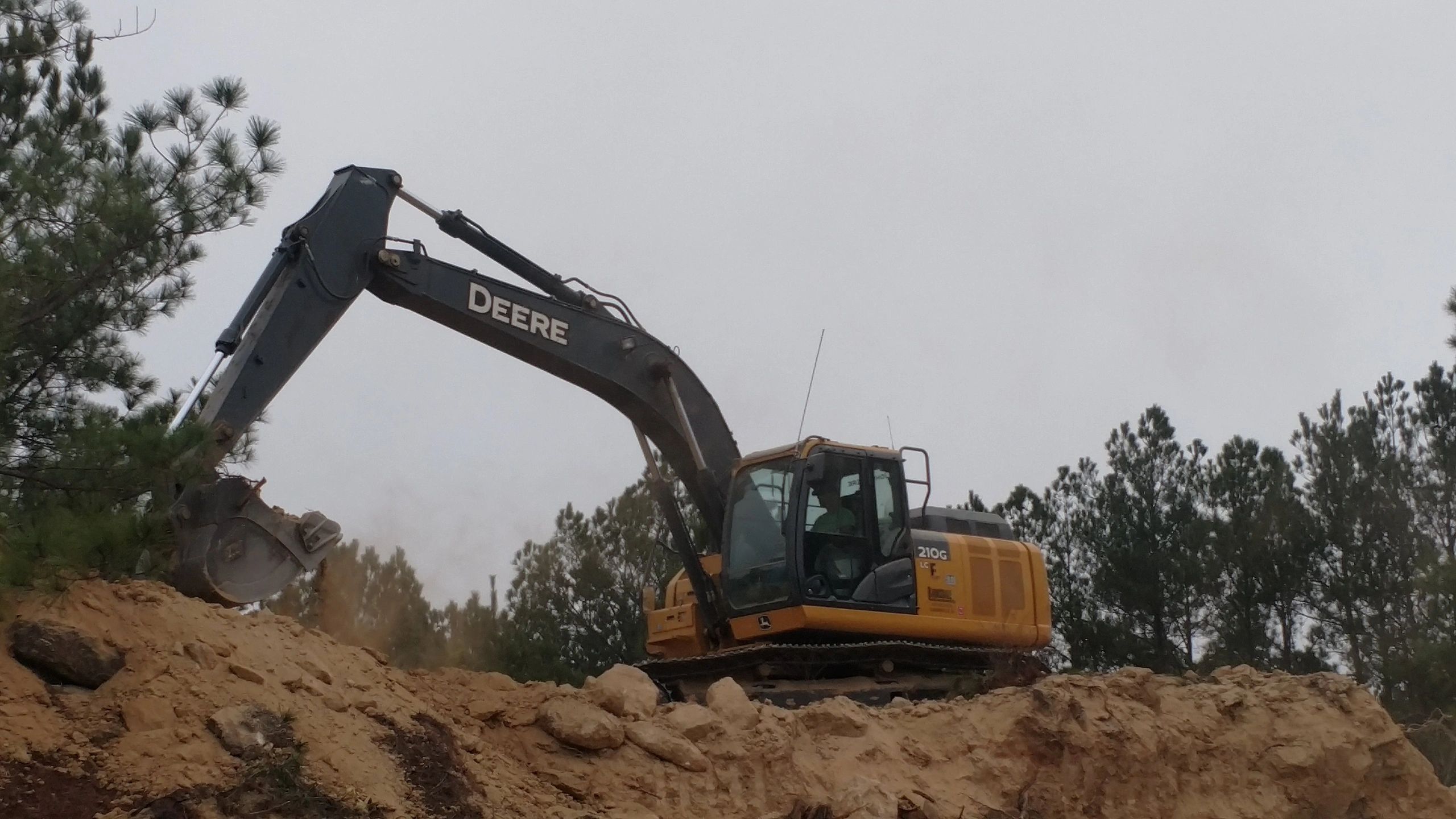 Excavation site with red clay soil